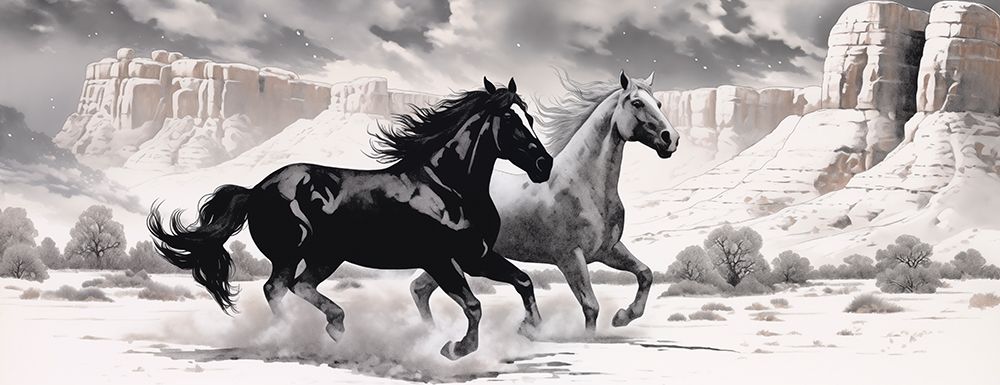 Two horses running.  (AI Generated)